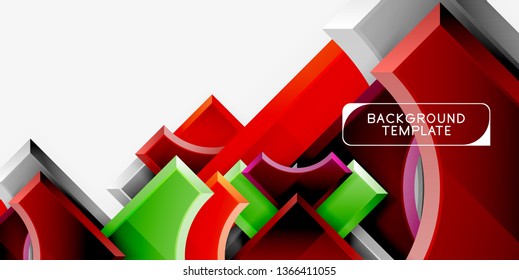 Geometrical 3d shapes background. Vector illustration