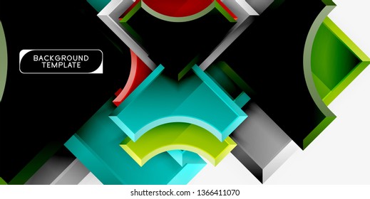 Geometrical 3d shapes background. Vector illustration