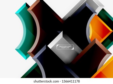 Geometrical 3d shapes background. Vector illustration