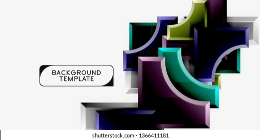 Geometrical 3d shapes background. Vector illustration