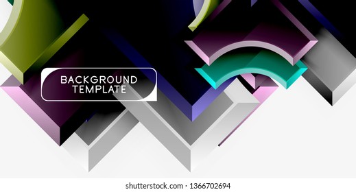 Geometrical 3d shapes background. Vector illustration
