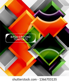 Geometrical 3d shapes background. Vector illustration