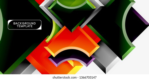 Geometrical 3d shapes background. Vector illustration