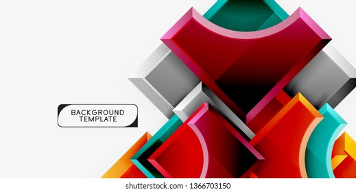Geometrical 3d shapes background. Vector illustration