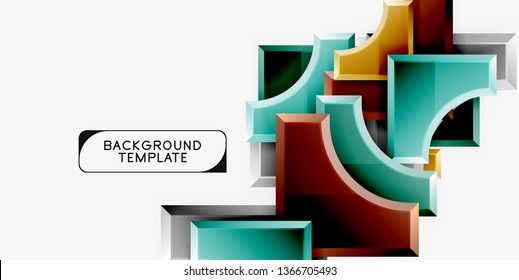 Geometrical 3d shapes background. Vector illustration