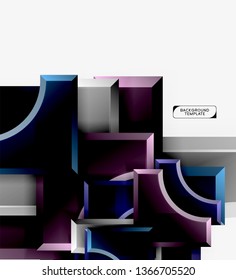 Plano de fundo de formas 3d geométricas. Ilustração vetorial