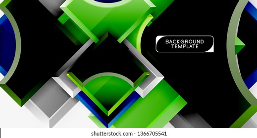 Geometrical 3d shapes background. Vector illustration