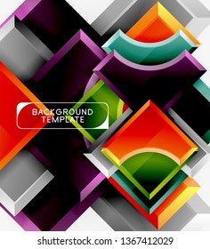 Geometrical 3d shapes background. Vector illustration