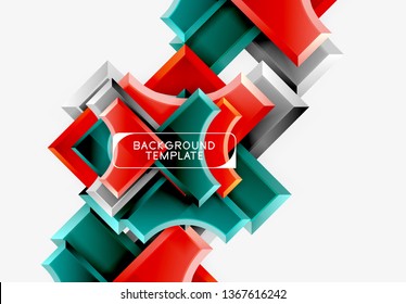 Geometrical 3d shapes background. Vector illustration