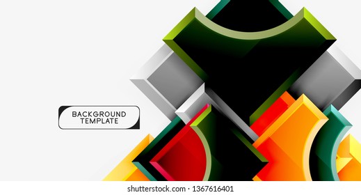 Geometrical 3d shapes background. Vector illustration