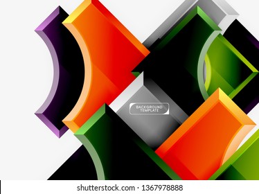 Geometrical 3d shapes background. Vector illustration