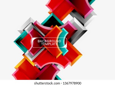 Geometrical 3d shapes background. Vector illustration