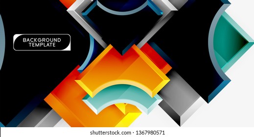 Geometrical 3d shapes background. Vector illustration