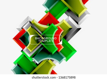 Geometrical 3d shapes background. Vector illustration