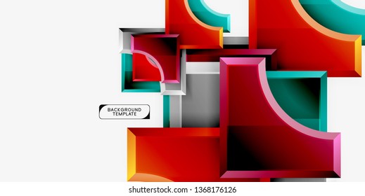 Geometrical 3d shapes background. Vector illustration
