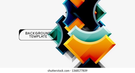 Geometrical 3d shapes background. Vector illustration