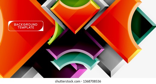 Geometrical 3d shapes background. Vector illustration