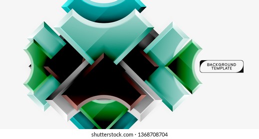 Geometrical 3d shapes background. Vector illustration