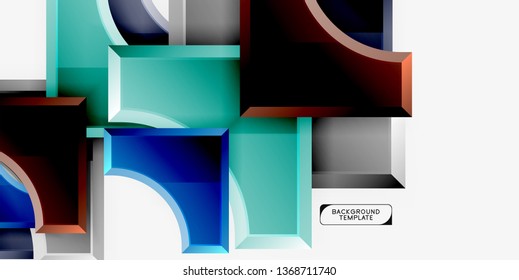Geometrical 3d shapes background. Vector illustration