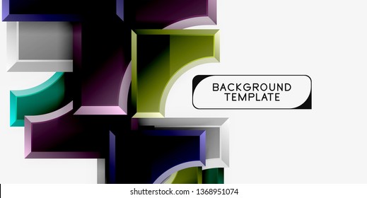 Geometrical 3d shapes background. Vector illustration