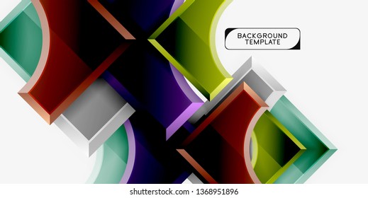 Geometrical 3d shapes background. Vector illustration