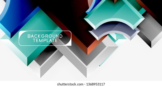 Plano de fundo de formas 3d geométricas. Ilustração vetorial