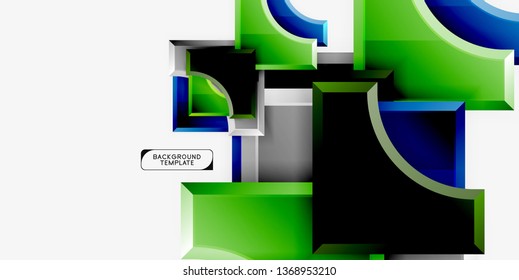 Fondo geométrico 3d de formas. Ilustración del vector