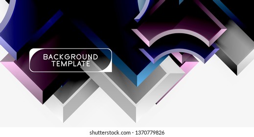 Geometrical 3d shapes background. Vector illustration