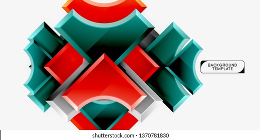 Geometrical 3d shapes background. Vector illustration