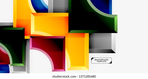 Geometrical 3d shapes background. Vector illustration