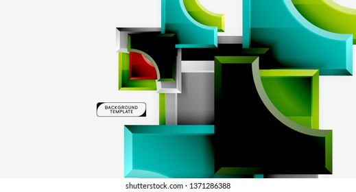 Geometrical 3d shapes background. Vector illustration