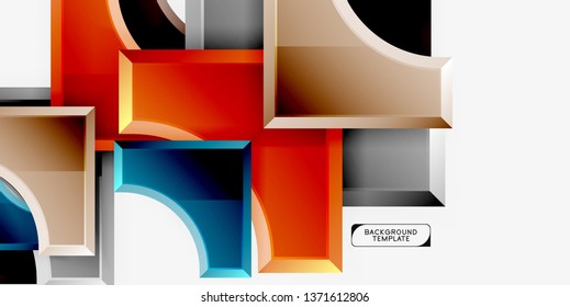Geometrical 3d shapes background. Vector illustration