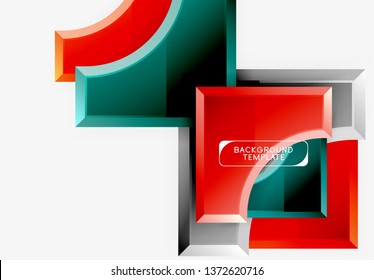 Geometrical 3d shapes background. Vector illustration