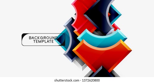 Geometrical 3d shapes background. Vector illustration
