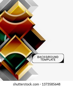 Geometrical 3d shapes background. Vector illustration