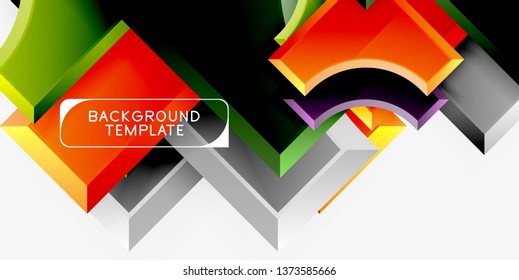 Geometrical 3d shapes background. Vector illustration