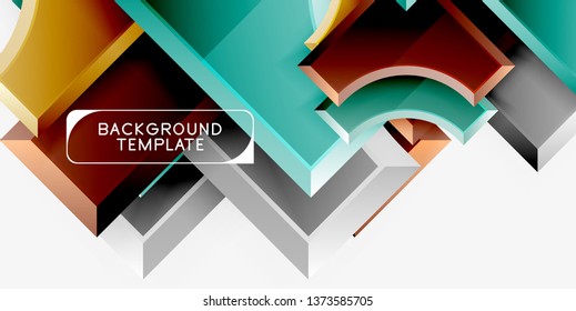 Geometrical 3d shapes background. Vector illustration