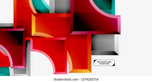 Geometrical 3d shapes background. Vector illustration