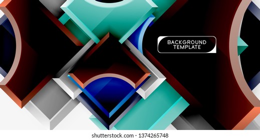 Geometrical 3d shapes background. Vector illustration