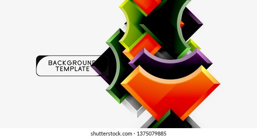 Geometrical 3d shapes background. Vector illustration