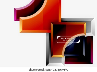 Geometrical 3d shapes background. Vector illustration