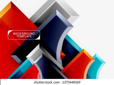 Geometrical 3d shapes background. Vector illustration