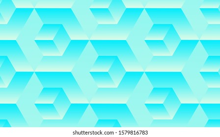 geometrical abstract 3d seamless pattern with cubes in clear blue shades