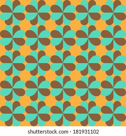 Geometrical abstract background with clover sixties style. Seamless pattern