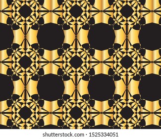 Geometrical abstract black and gold pattern design for background and wallpaper
