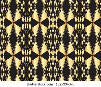 Geometrical abstract black and gold pattern design for background and wallpaper