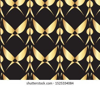 Geometrical abstract black and gold pattern design for background and wallpaper