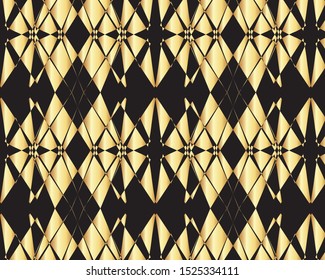 Geometrical abstract black and gold pattern design for background and wallpaper