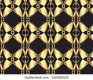 Geometrical abstract black and gold pattern design for background and wallpaper