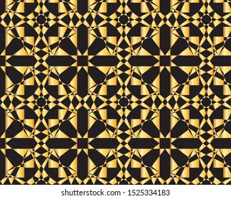 Geometrical abstract black and gold pattern design for background and wallpaper